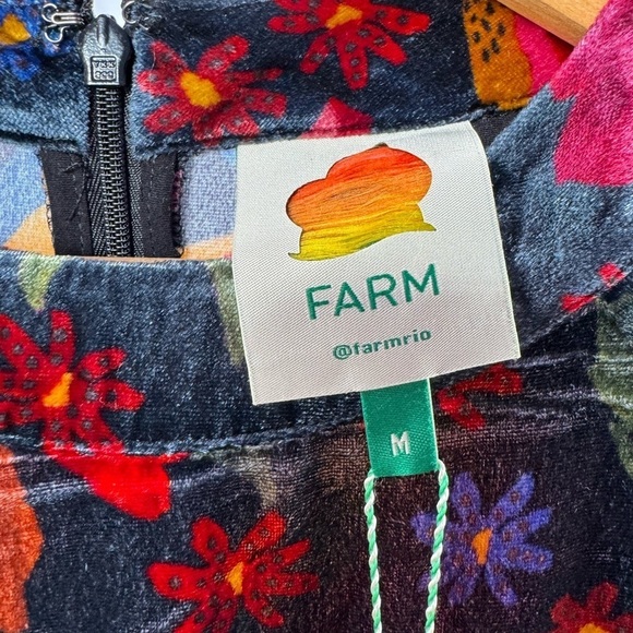 NWT Farm Rio Velvet Dress in Black Banana Sky Size Medium - Picture 6 of 12